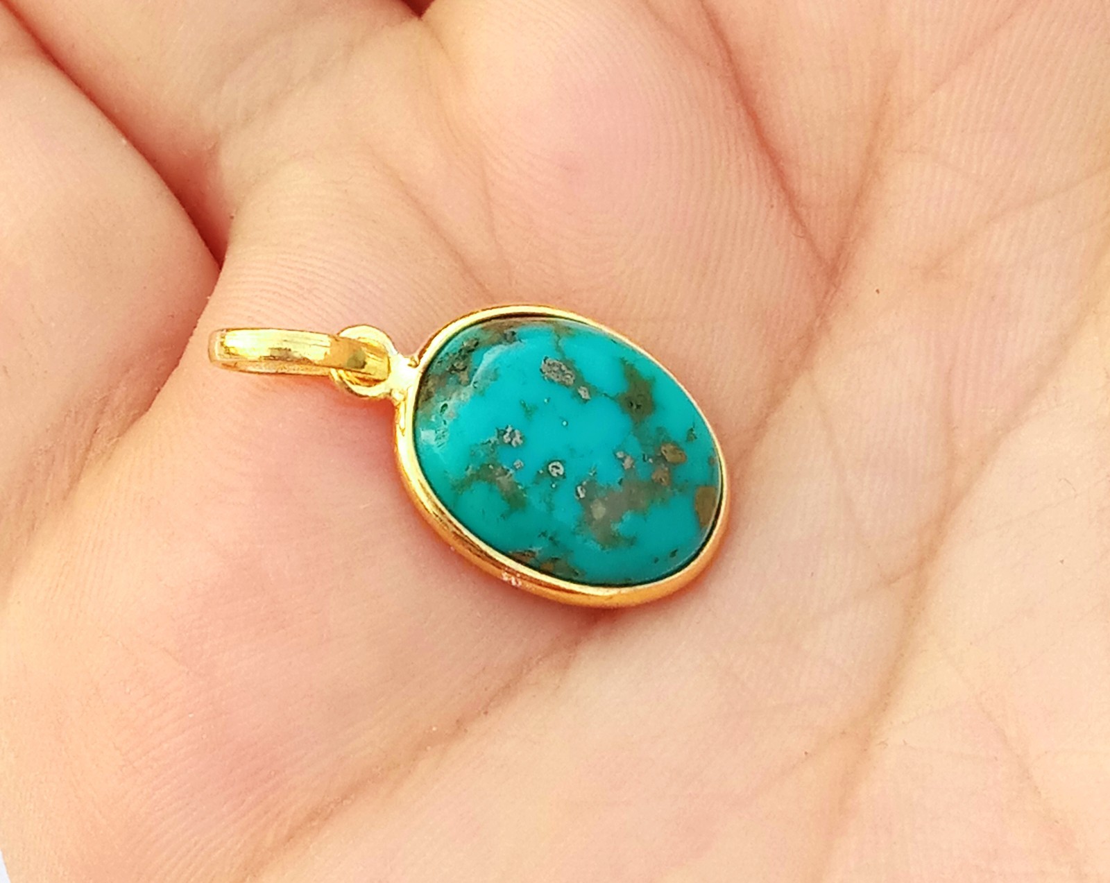 Natural Purple copper Turquoise Gold charm ,18kt Gold Charm, Handmade Jewelry