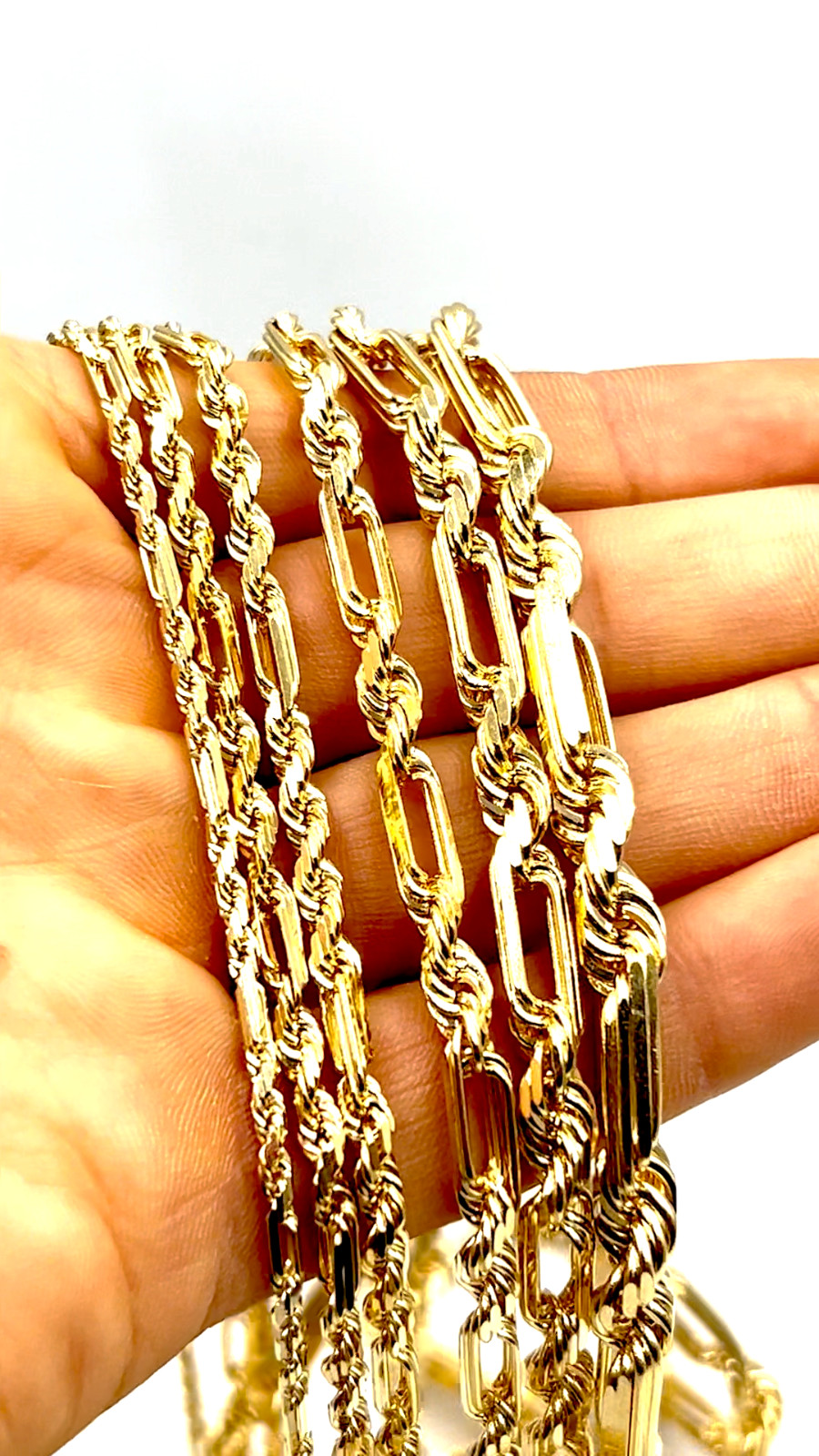 14K Yellow Gold SOLID Milano Figaro Rope Chain Necklace Diamond Cut Real 2mm-8mm