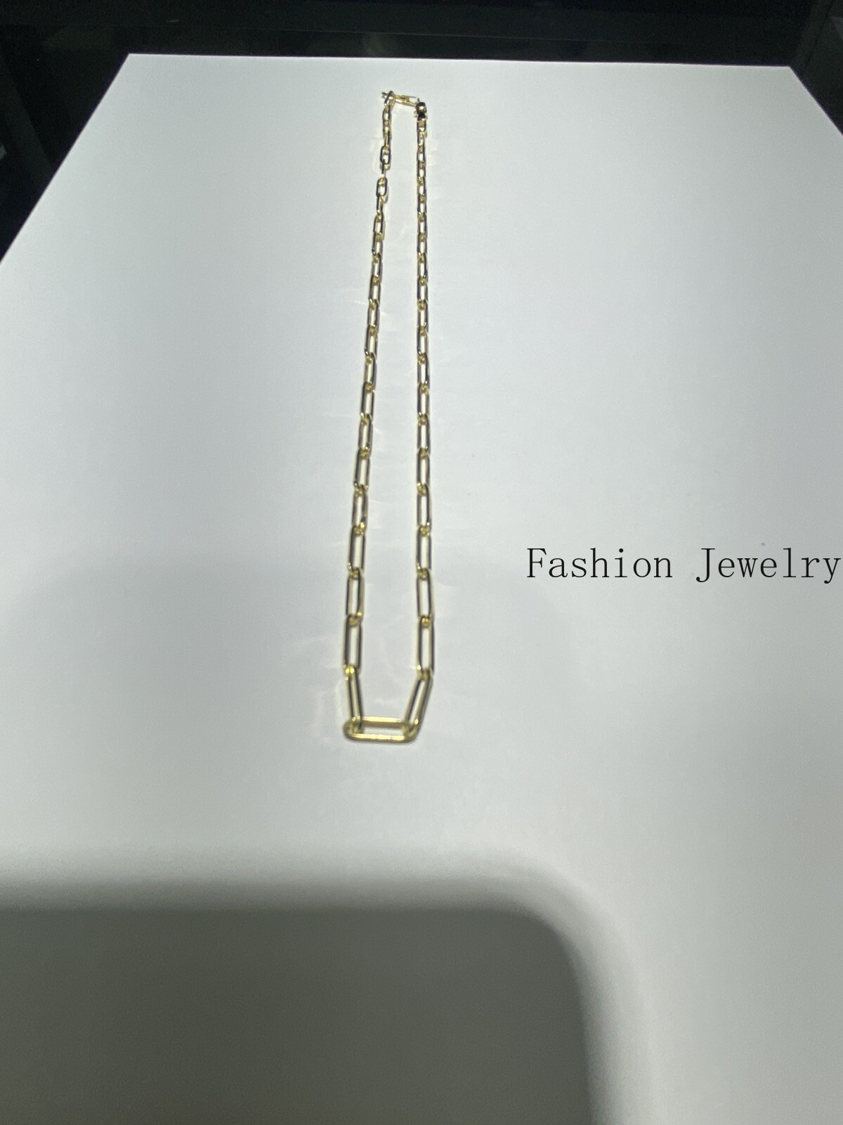 14K Solid Yellow Gold 3 mm Paperclip Chain Link Layer Thin Necklace Bracelet