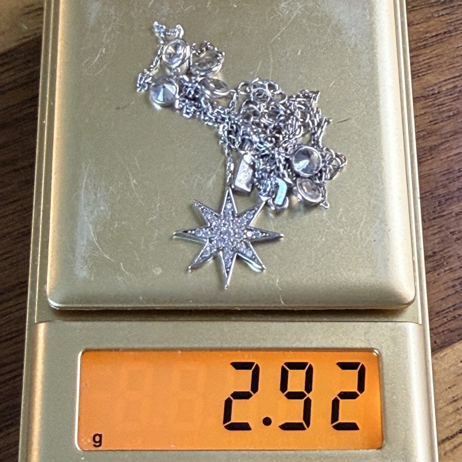 N-TR-925 Sterling Necklace 15.5″ Y-Drop Rock-Crystal Starburst Pendant Feminine