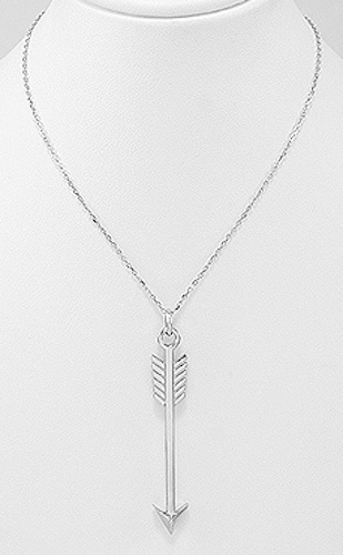 16-17″ Solid Sterling Silver 58mm Arrow Necklace SHINY BEAUTY 5.8g