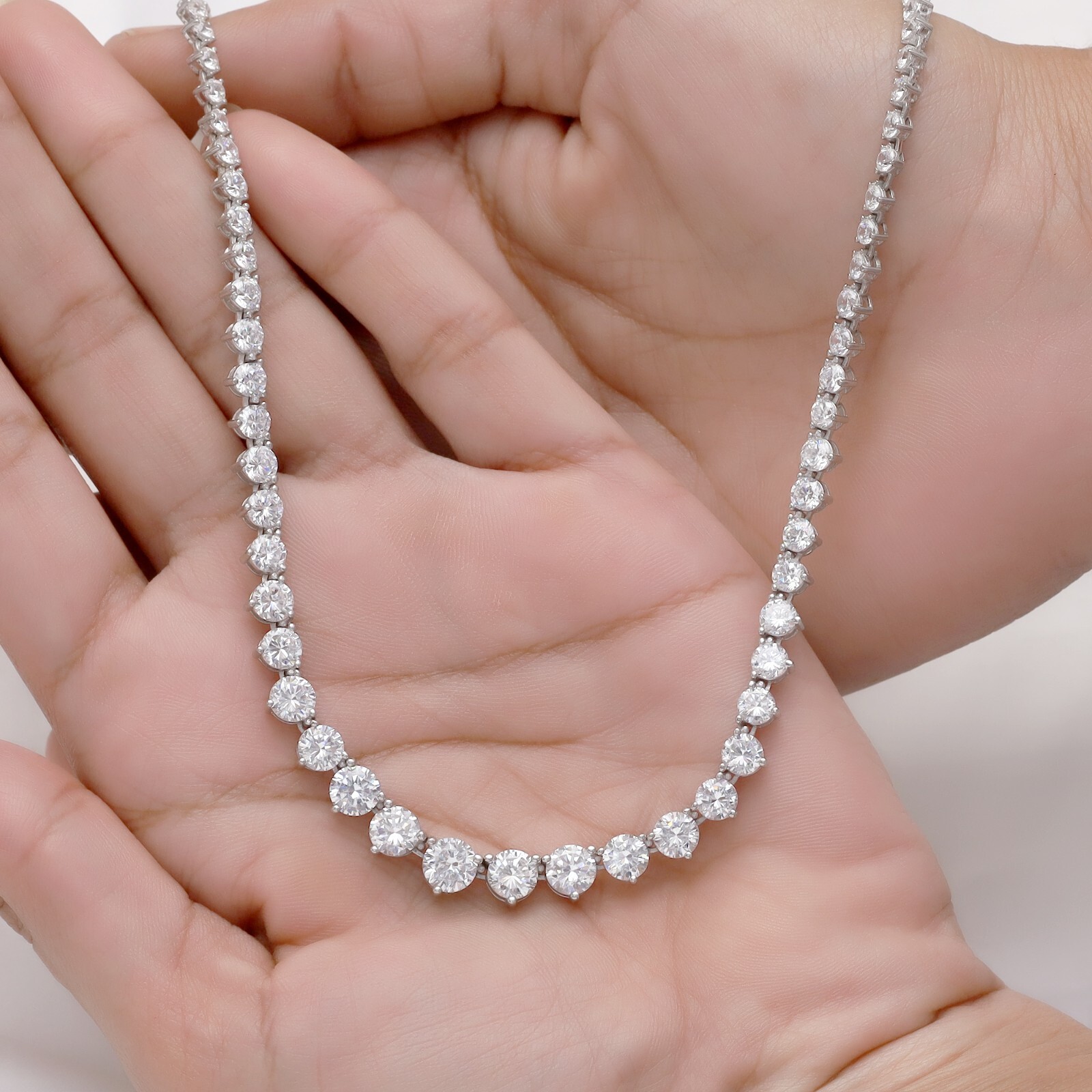 7.00 Cttw GIA Authentic Round Real Diamond 16″ Tennis Necklace Lab Grown