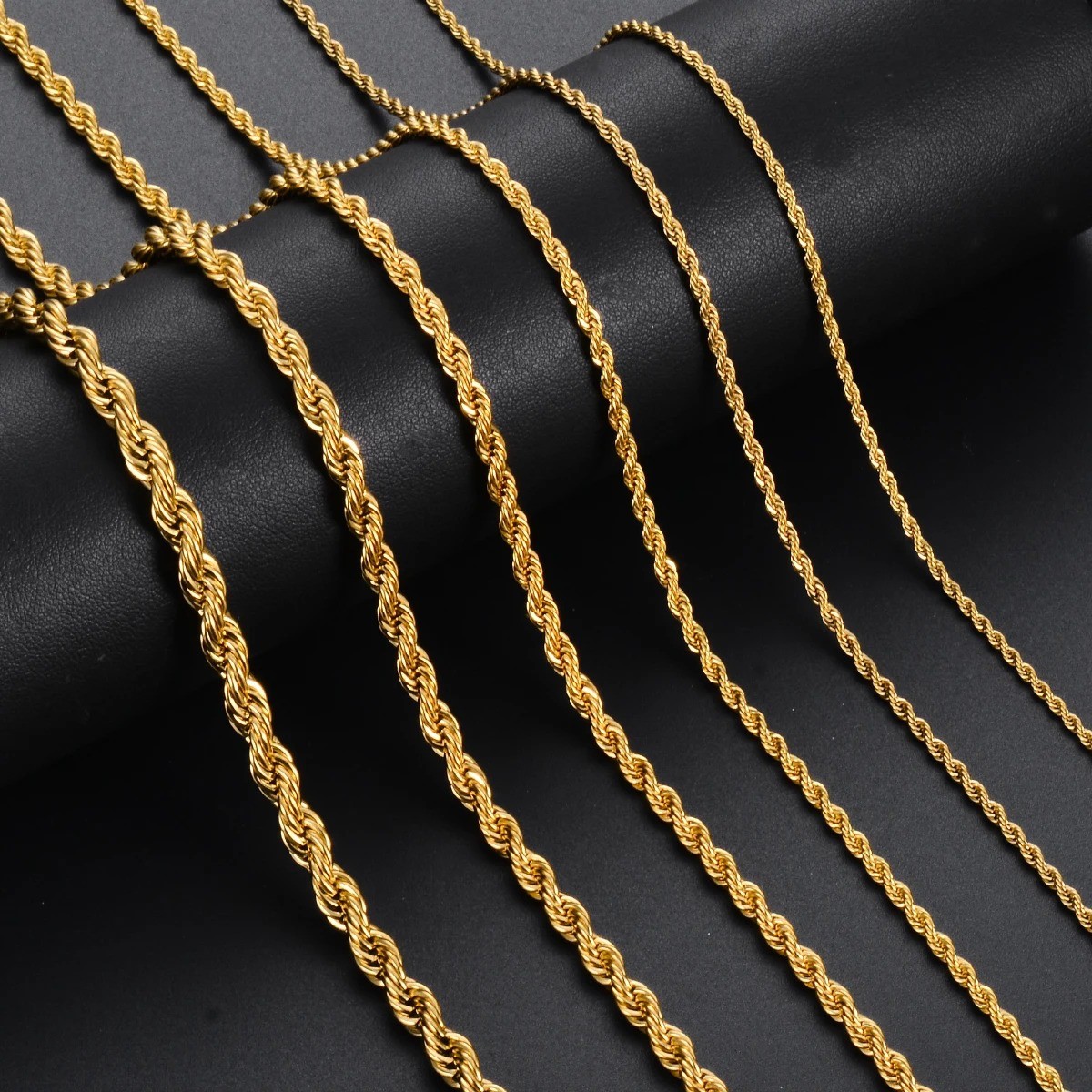 2mm/3mm/4mm/5mm 3 Colors Rope Twist Chain Necklace Width 40-80cm unisex Jewelry