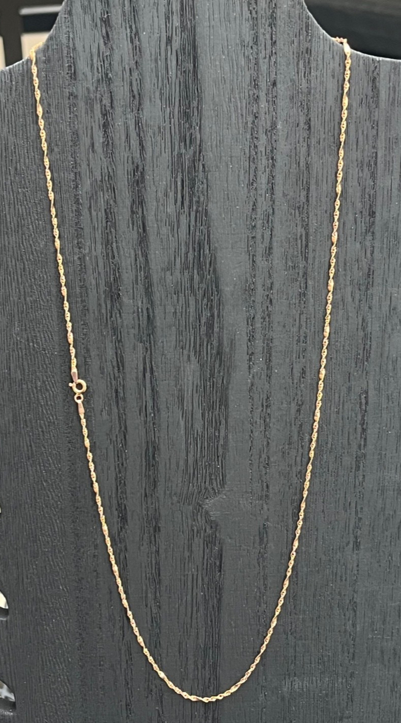 24″ 14k Rose Gold Chain 3.07GRAMS! Singapore with spiral stations Italy, Quality