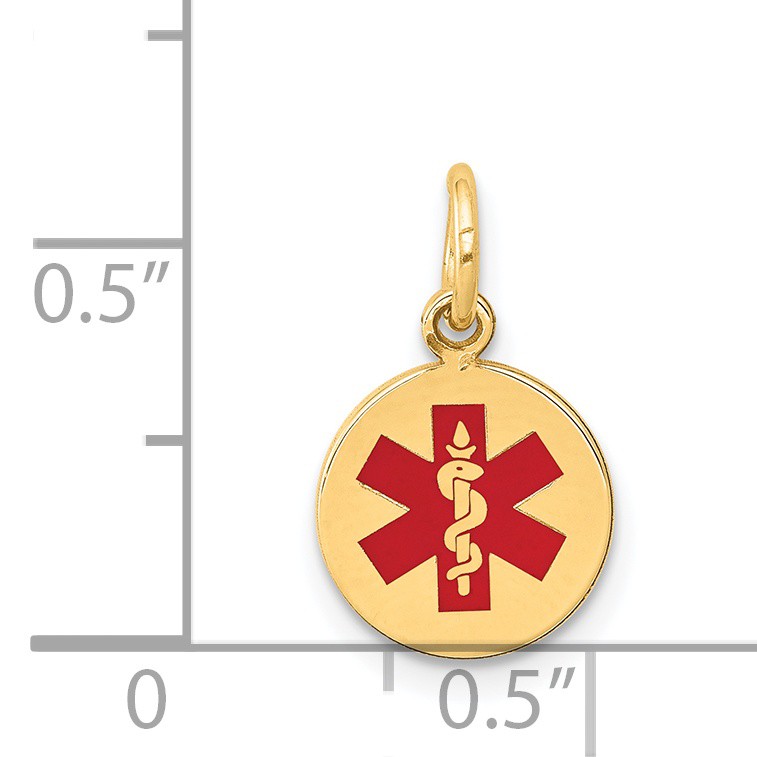 14k Red Enamel Medical Jewelry Pendant XM406