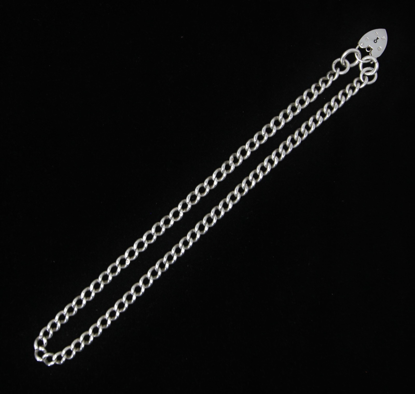 Antique 1899 Hallmarked Solid Sterling Silver Double Albert Curb Chain Necklace