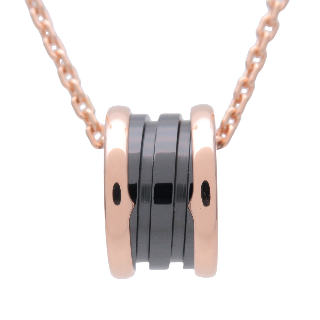 Bvlgari B-Zero1 Necklace 18K PG Pink Gold Black Ceramic