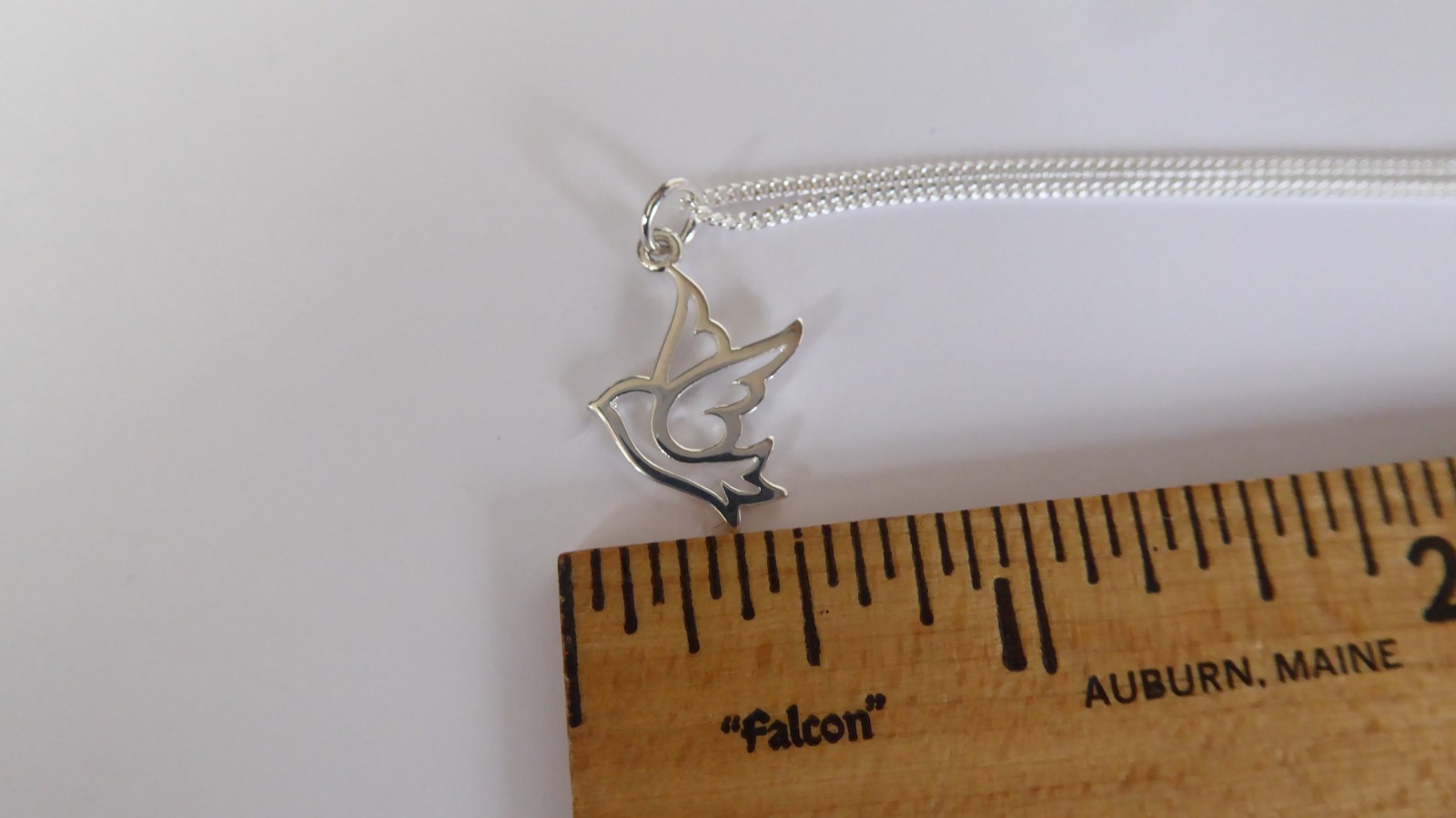 NEW Soaring Sparrow Bird Necklace Solid 925 Sterling Silver Pendant Bird 18″