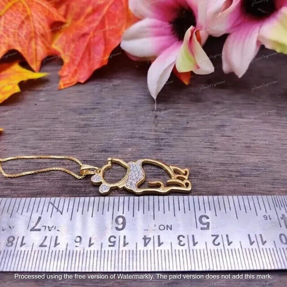 3Ct Round Cut Lab Created Diamond Winnie The Pooh Pendant 14K Yellow Gold Finish