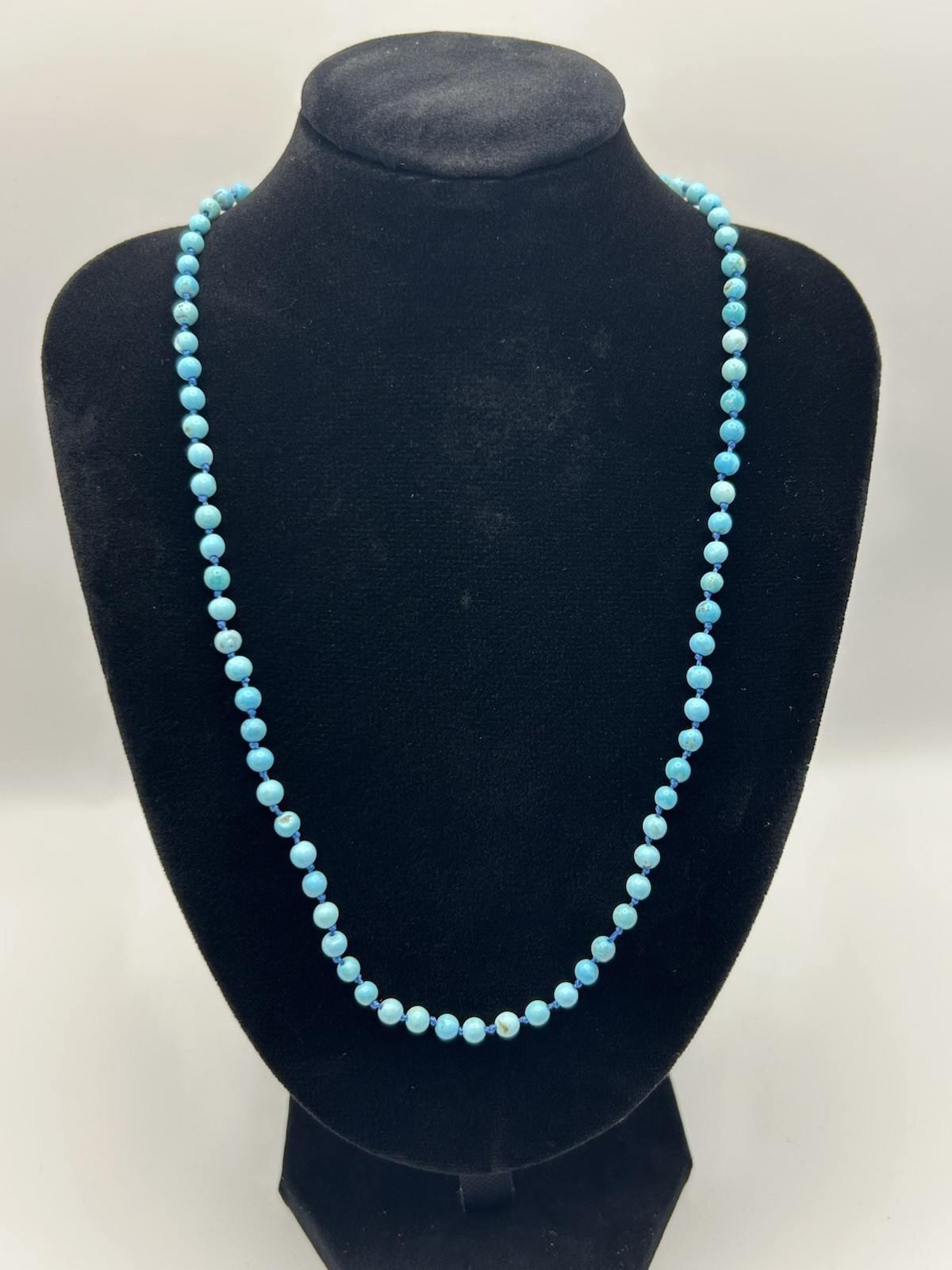 Sleeping Beauty Turquoise Beaded Necklace 18K Gold Over 925 Sterling Silver