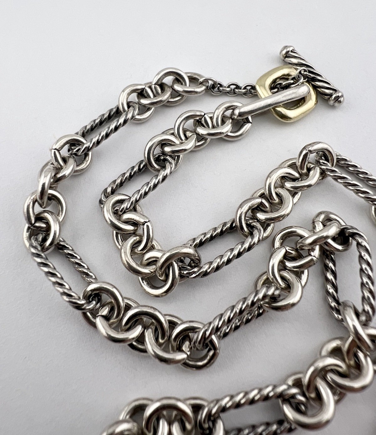 David Yurman Sterling Silver & 18K Yellow Gold Madison Toggle Chain Necklace