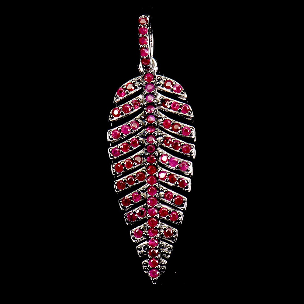 925 Sterling Silver Pendant Ruby Myanmar Round Diamond Cut Gemstone Jewelry