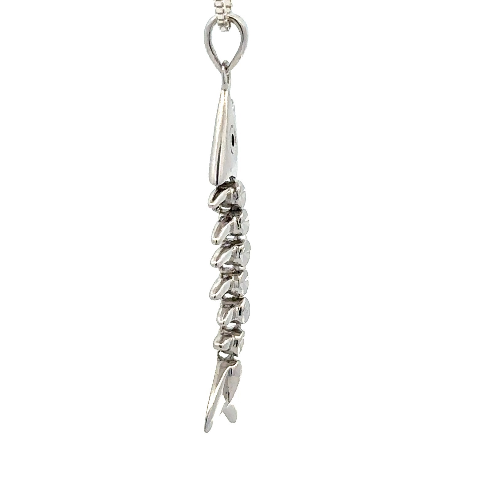 Sterling Silver Bone Fish Pendant-Articulated-(3/8 x 1 1/2 Inch)