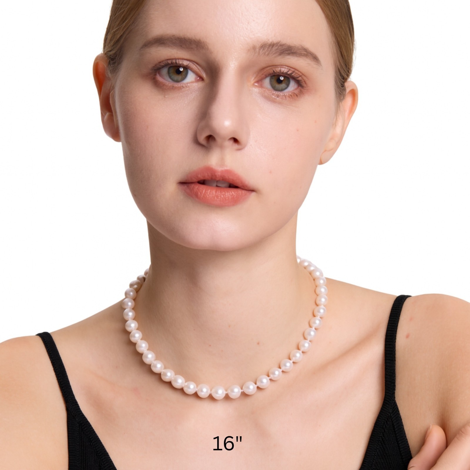 16 18 20″ ROUND White Pearl Strand Necklace Real Cultured Freshwater Jewelry