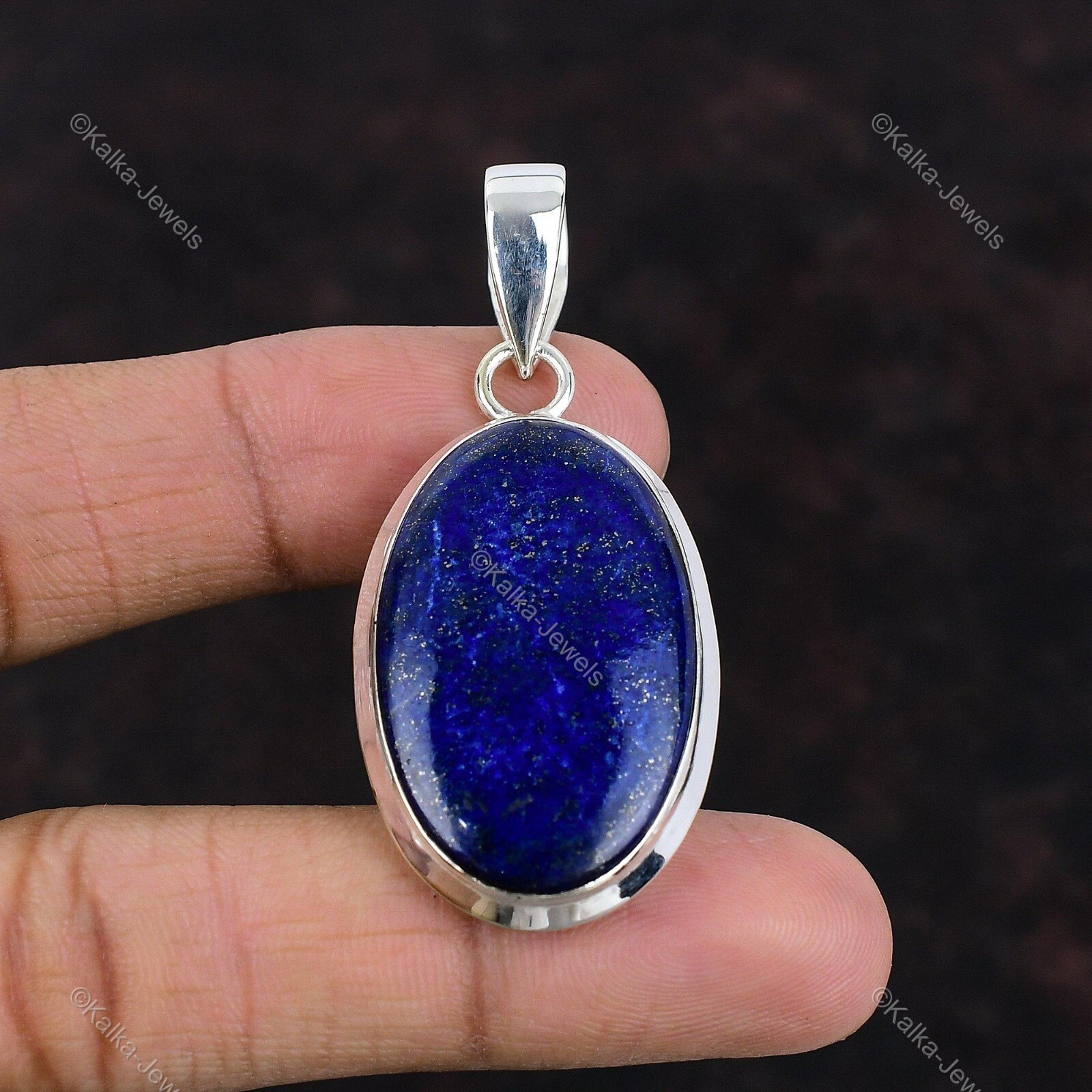 Natural Lapis Lazuli Gemstone Pendant 925 Sterling Silver Jewelry For Women
