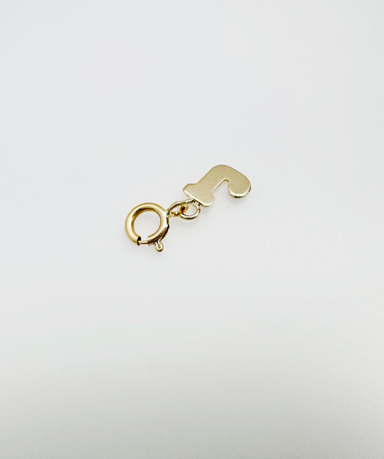 14K Solid Yellow Gold Mini/Very Small ‘J’ Initial Charm Pendant w/Spring Clasp