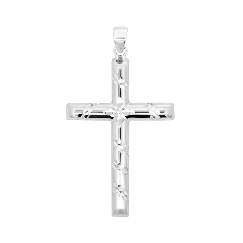 14k solid white gold reversible cross 1.0 grams