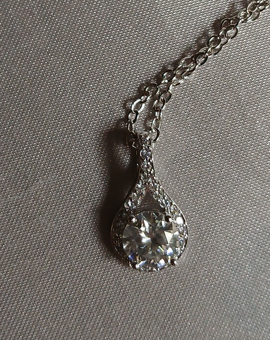 Real moissanite 18″ pendant necklace, 1.0ct.,Certified Tested, GRA Cert. Incl