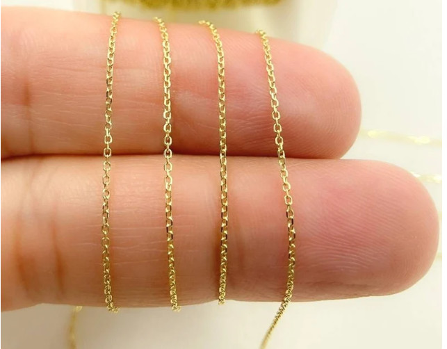 14k Yellow Gold 16″ Solid Cable Link Pendant Chain/Necklace 1.7 mm 3.4 Grams