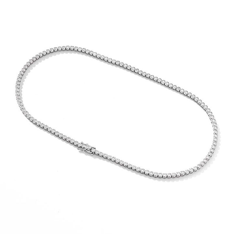 2mm D Color VVS1 Moissanite Bubble Tennis Chain Necklace 925 Sterling Silver