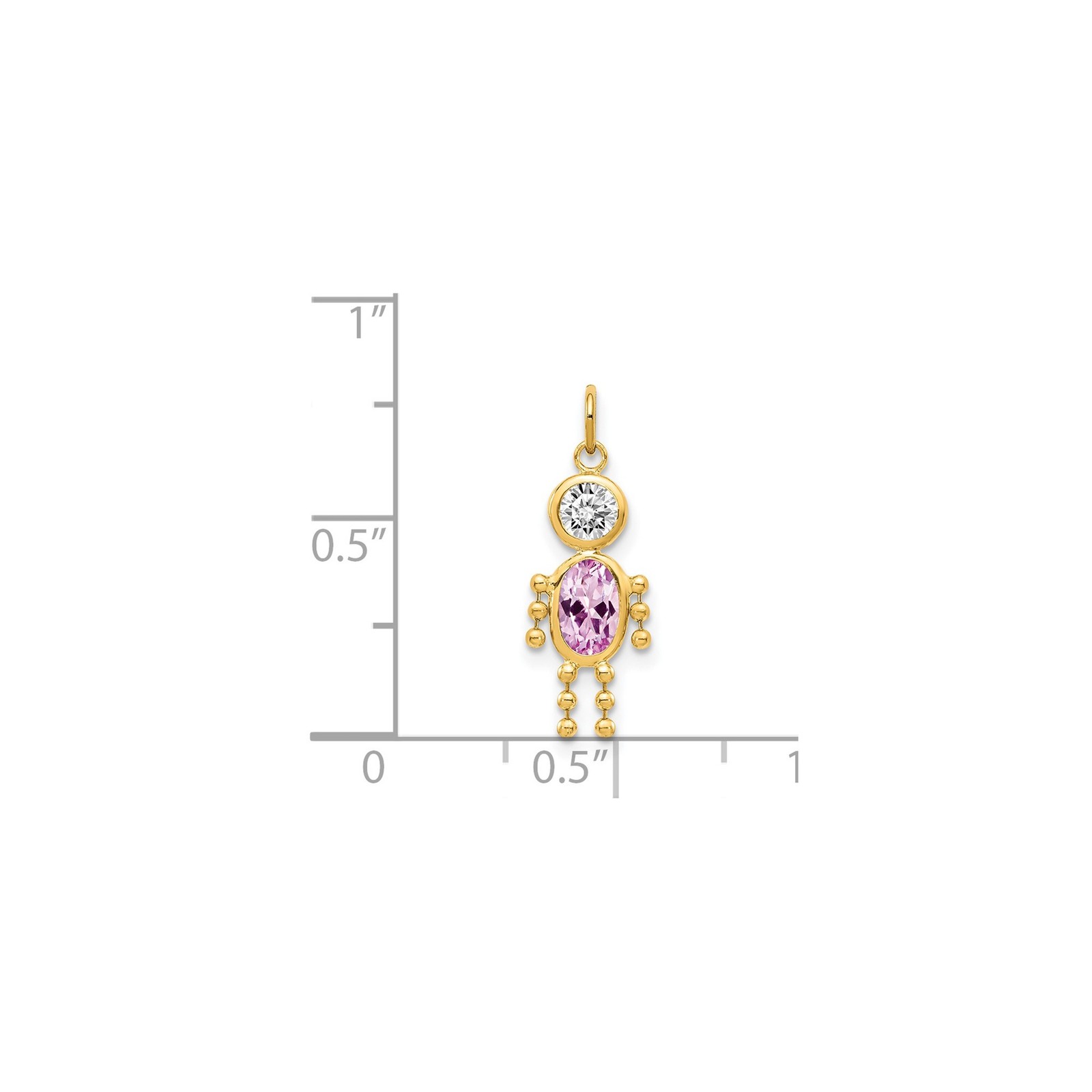 14k Yellow Gold June Boy Synthetic Birthstone Charm Necklace Womens