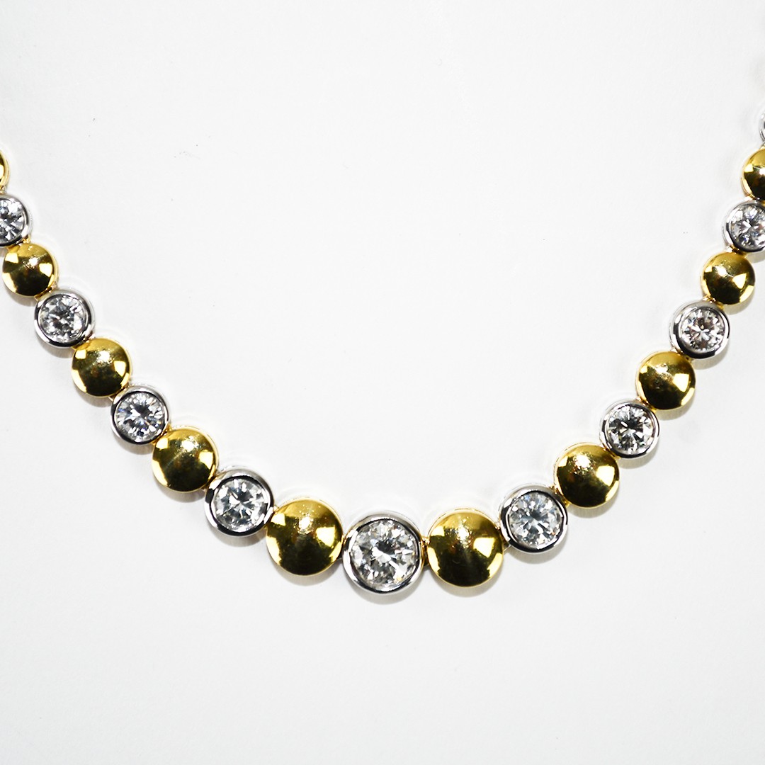 18K Two-Tone Gold Diamond Necklace 2.45ct