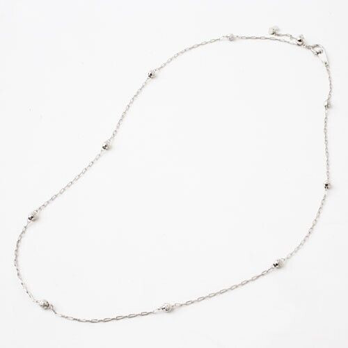 Pt850 Solid Platinum Oval Cable Chain Necklace Adjustable 17″ Faceted Beads Sta.