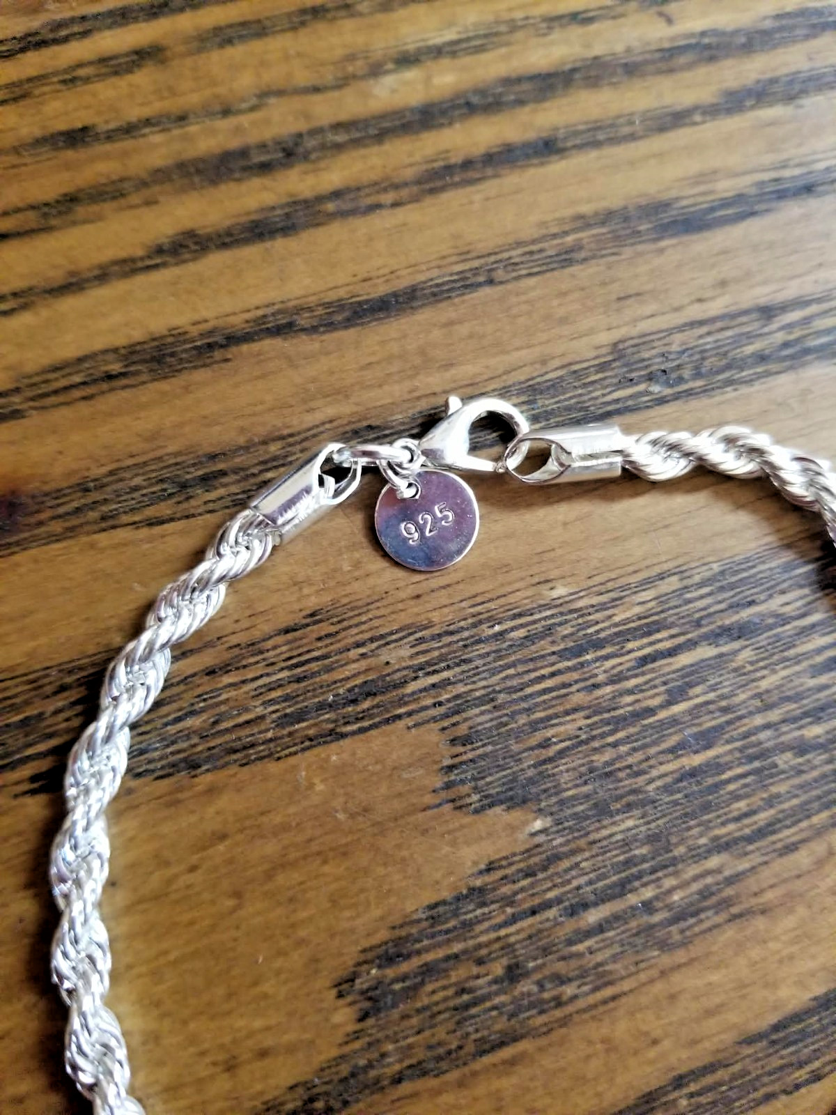 925 Sterling Silver 4mm thick Rope Chain (23.5 ” length)