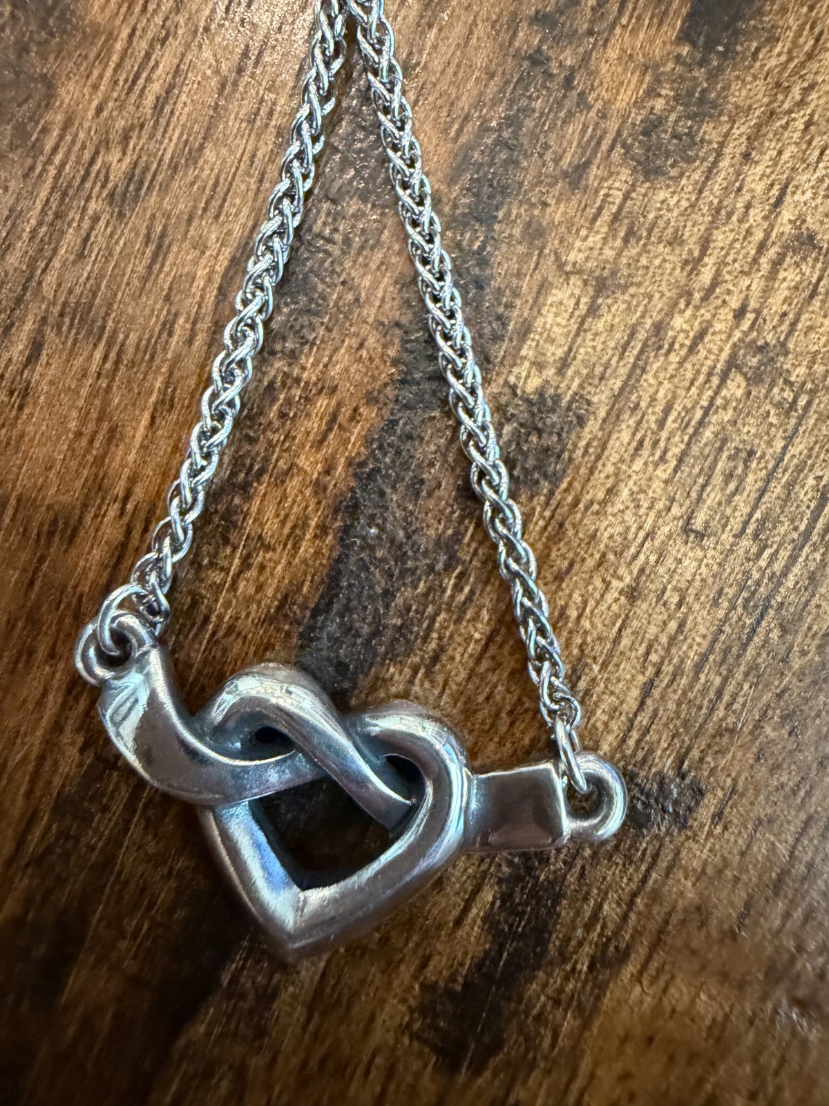 James Avery Retired Sterling Silver Heart Knot Adjustable Necklace