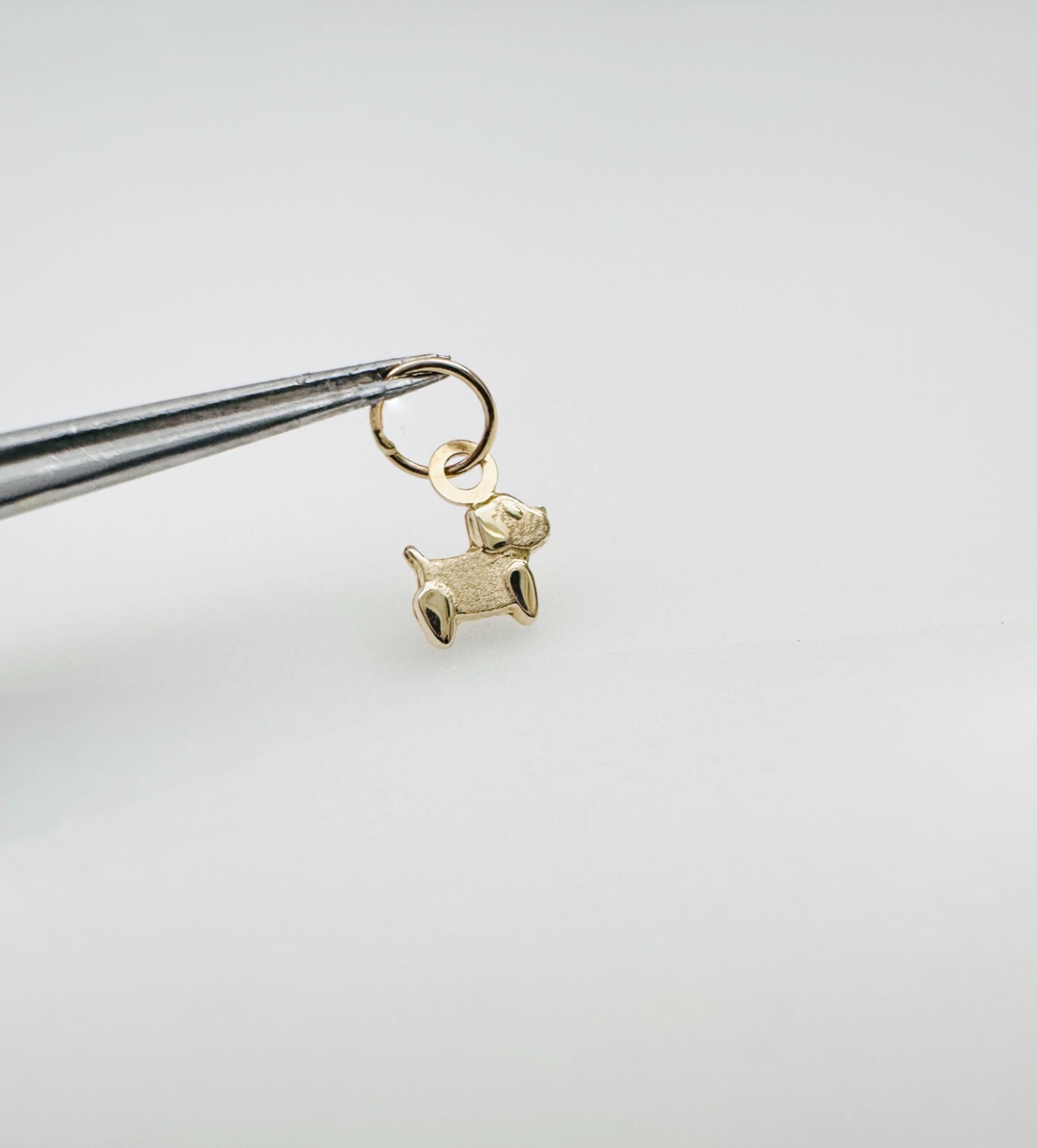 14K Solid Yellow Gold Teeny Tiny – Very Small Dog Puppy Charm Pendant 10x6mm