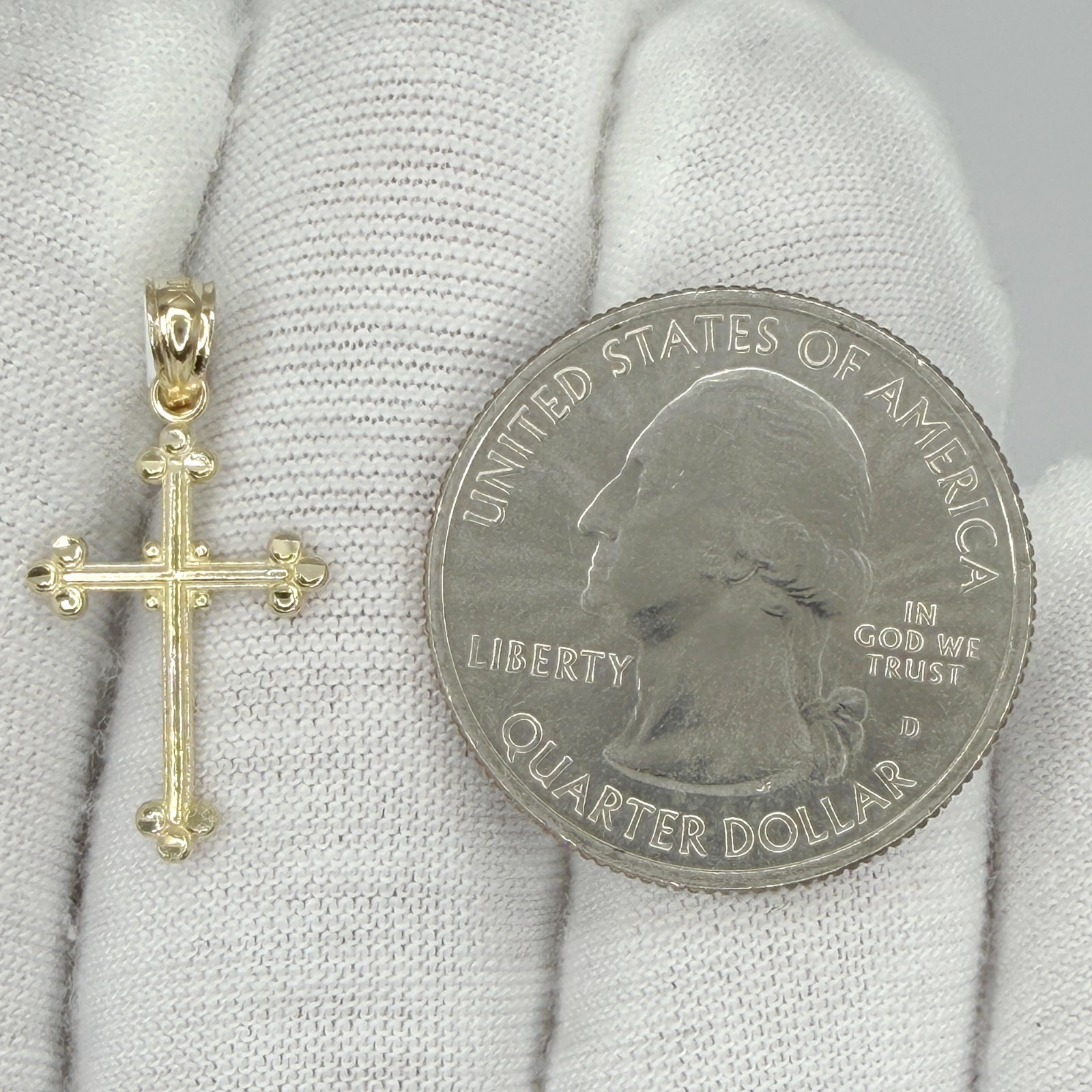 10k Yellow Gold Unisex Cross Religious Charm Pendant Jewelry Gift For Her
