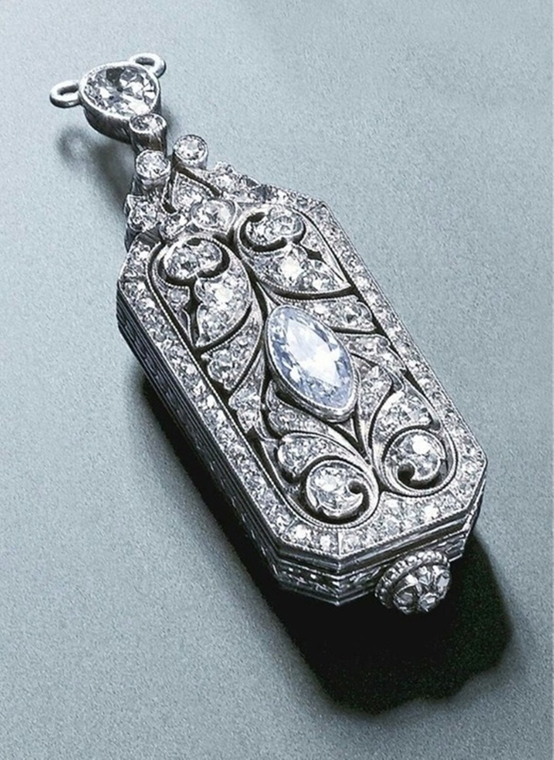 925 Silver 3.50CT Marquise Cut Lab Created Diamond Art Deco Vintage Pendant Gift