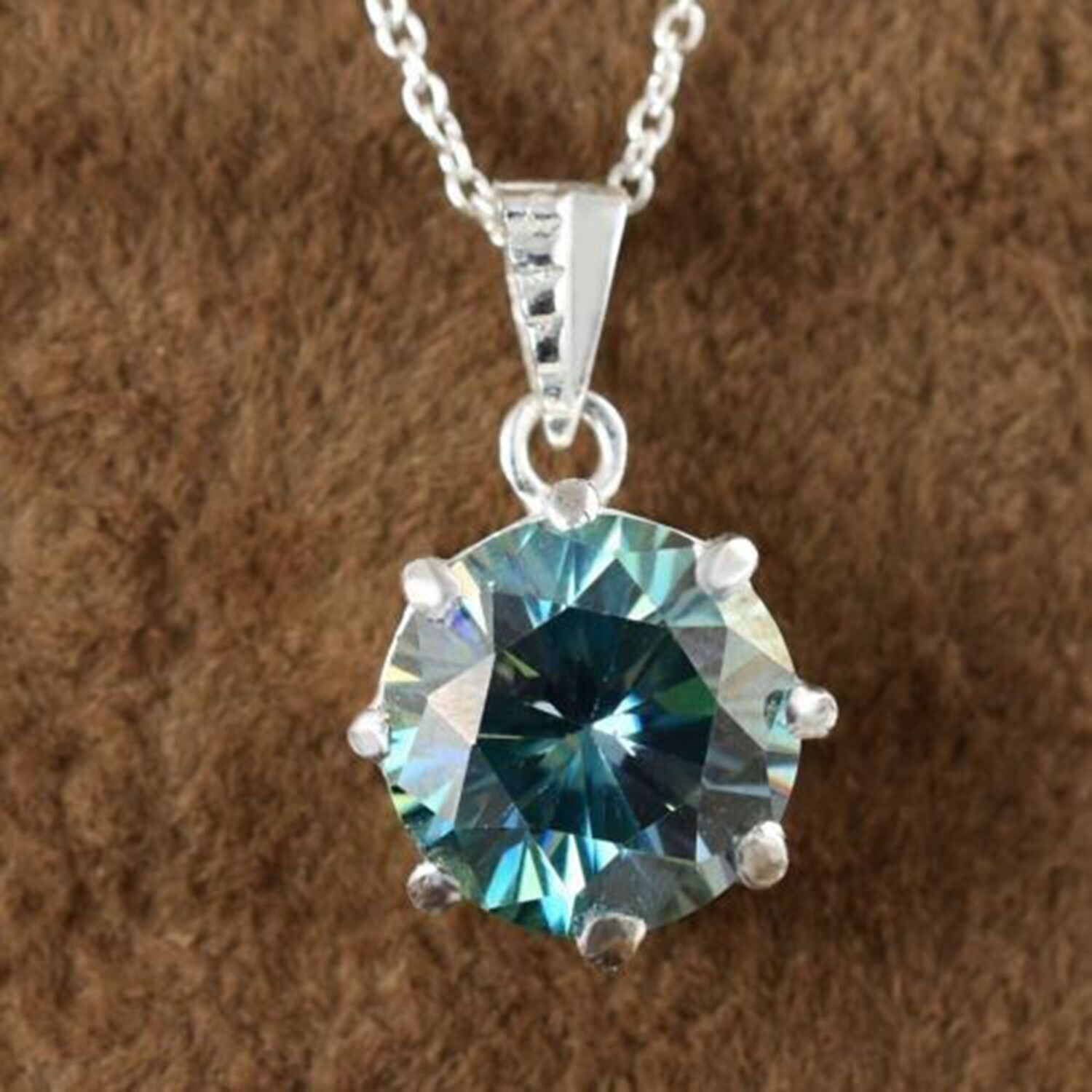 Round Cut Blue Lab Grown Solitaire Drop Pendant 3.5 Ct in 925 Silver – Dainty