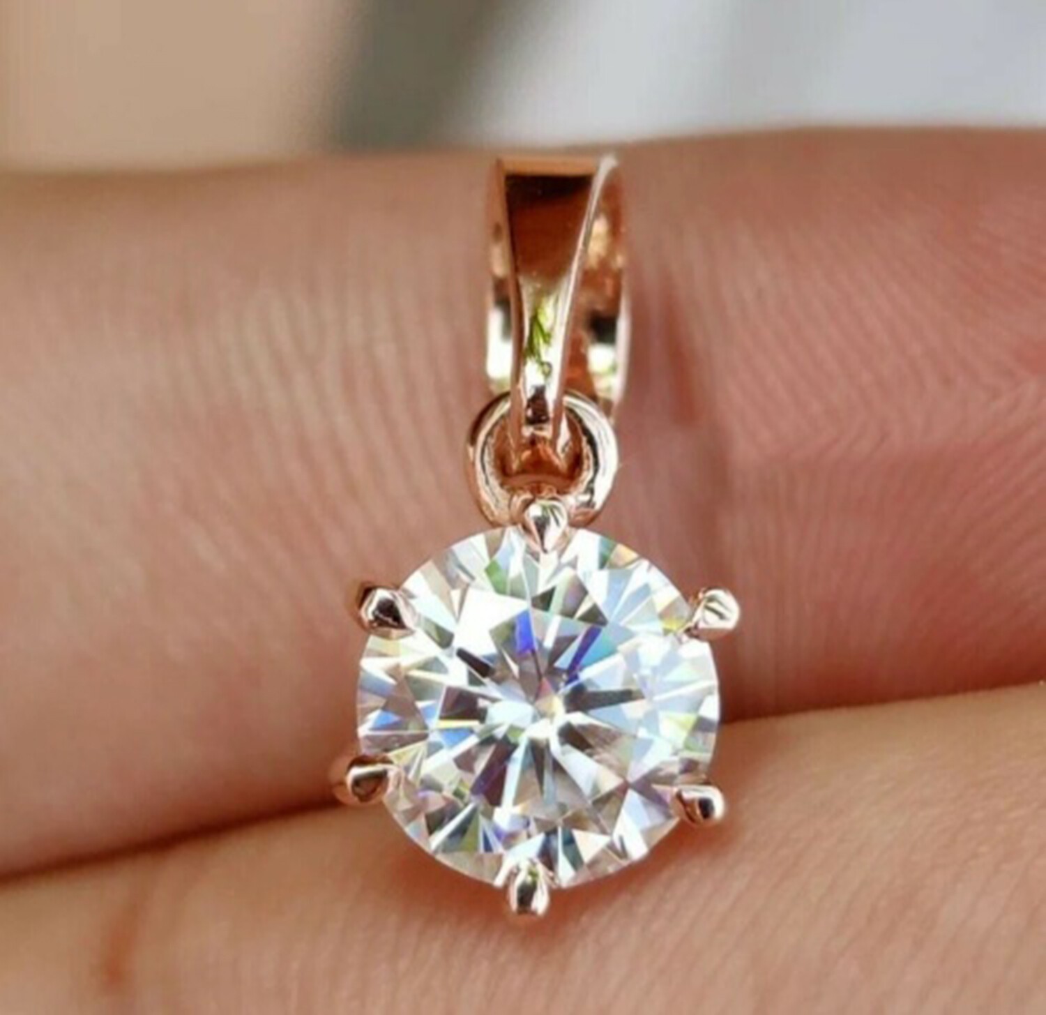 925 Silver 4 Ct Lab Diamond Round Cut Drop Pendant – Romantic Gift for Her