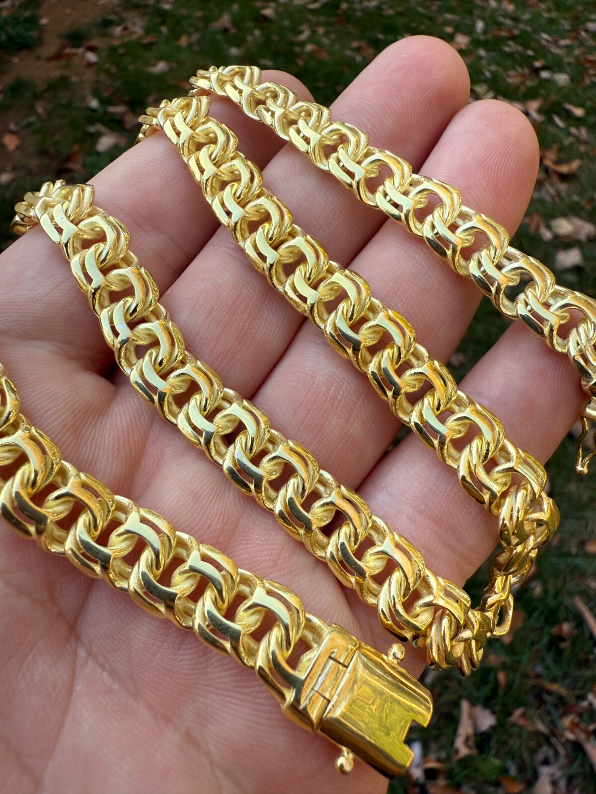 Handmade 9mm Bismark Garibaldi Chino Chain 14k Gold Over 925 Silver Necklace