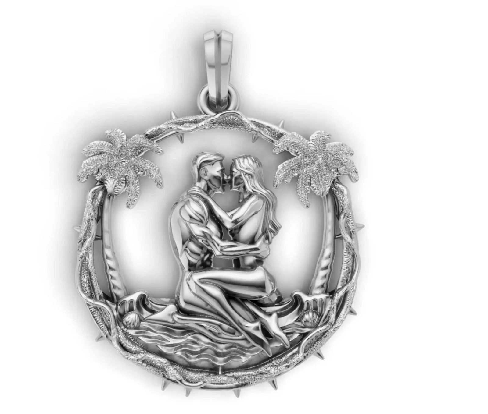 Sex-On-The-Beach-Lovers-Hug-Male Female-Pendant,Crown Huging Rose flower Pendant