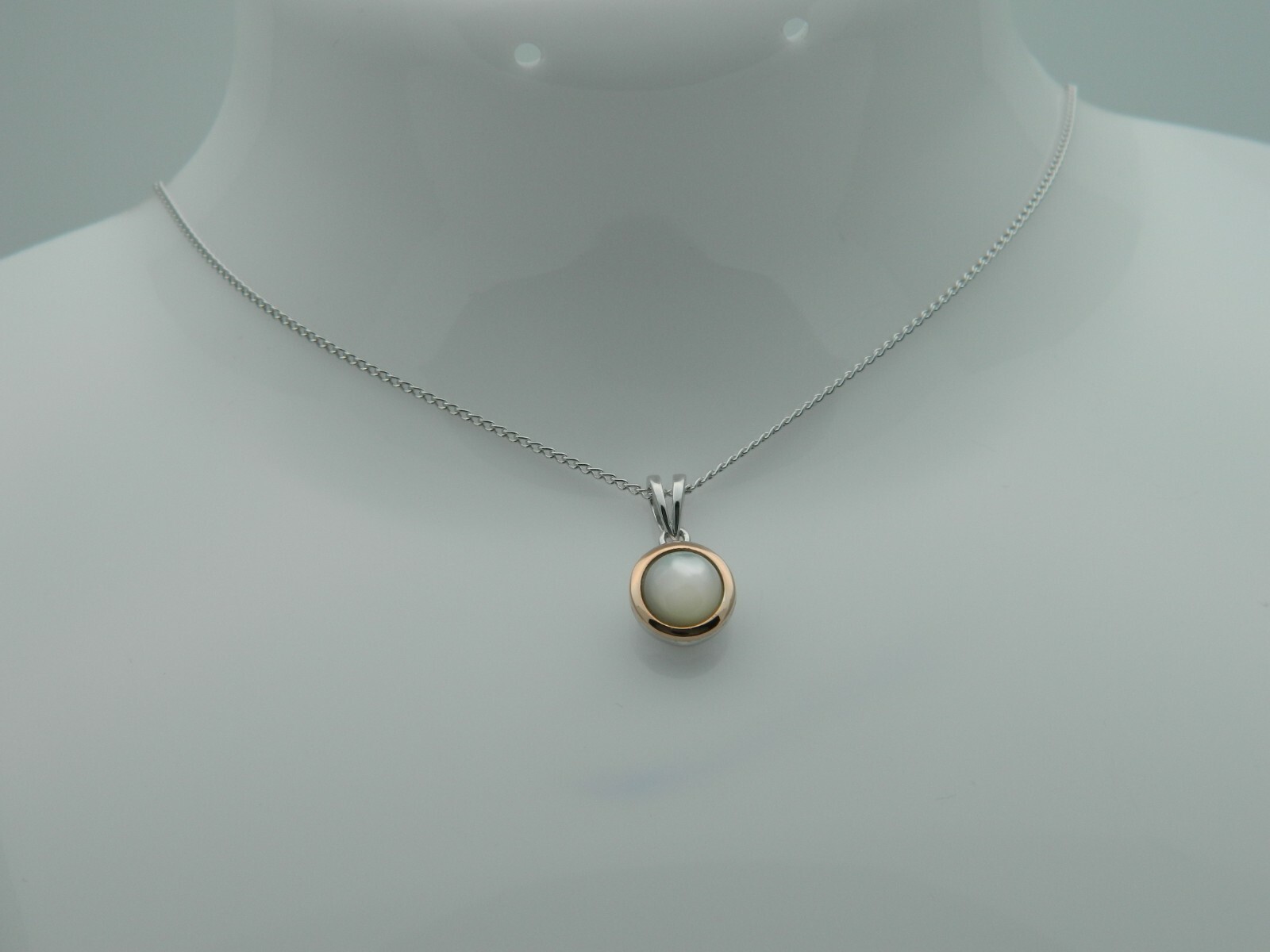 Clogau Silver & 9ct Rose Gold Mother of Pearl June Birthstone Pendant