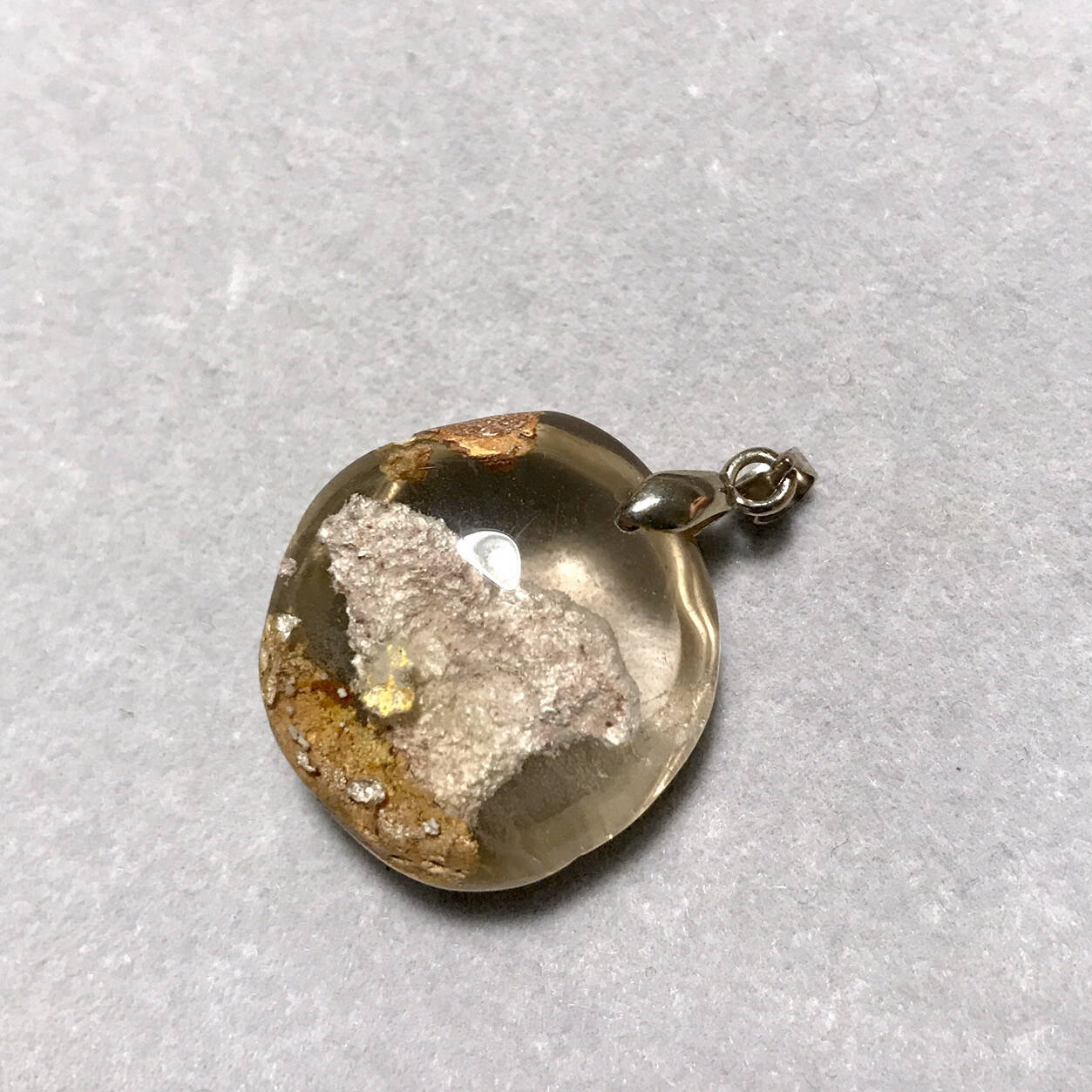 US SELLER Natural White Phantom Quartz Crystal Pendant With Stone Brazil Gem