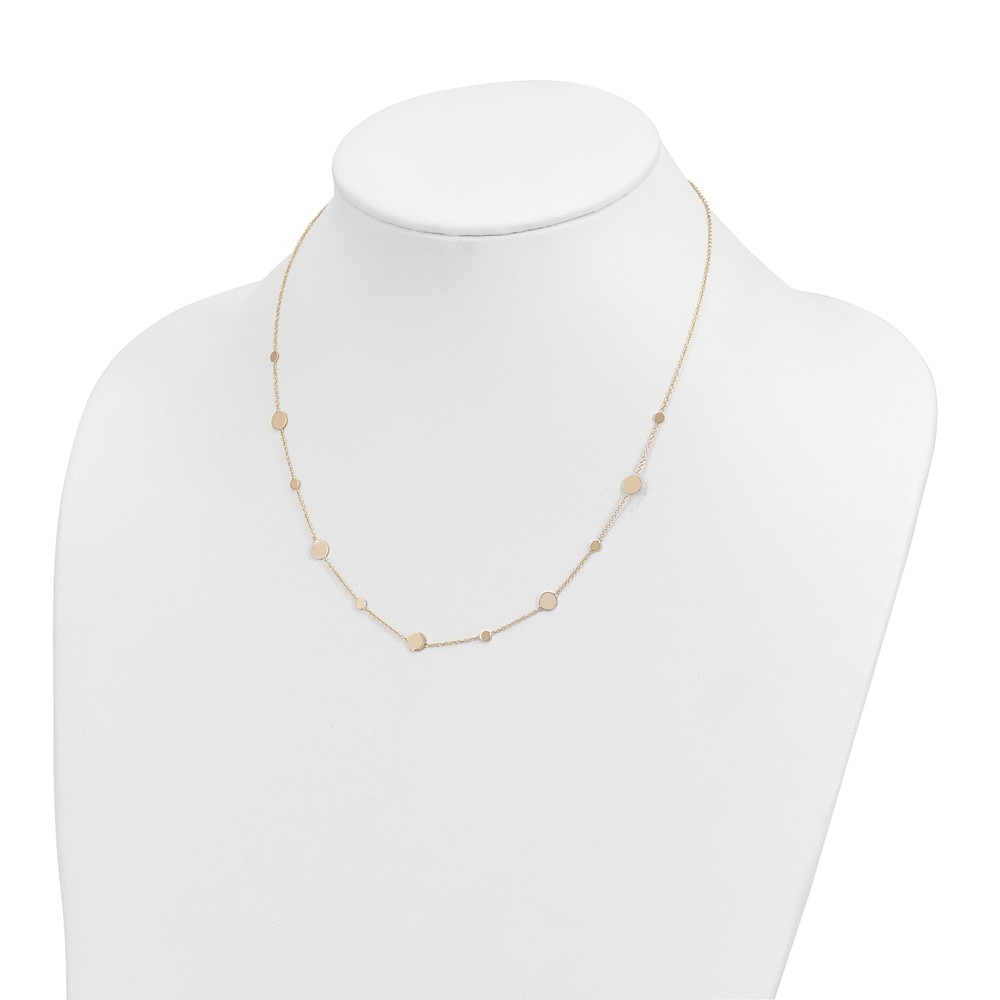 14k Yellow Gold Polished Disc Cable Chain Necklace 18″ Gift for Women