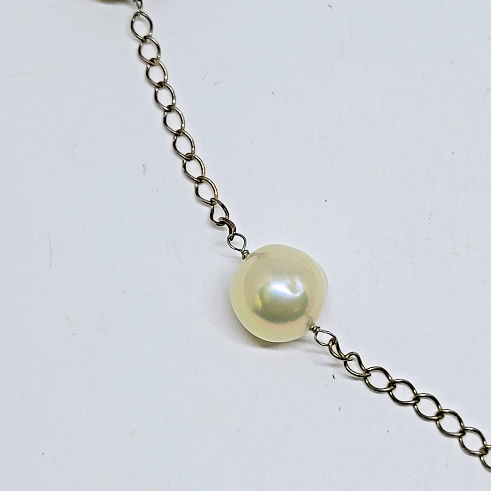 ShopLC Sterling Silver 10-12mm Multi Color Pearl Station Necklace ~ 18-22″