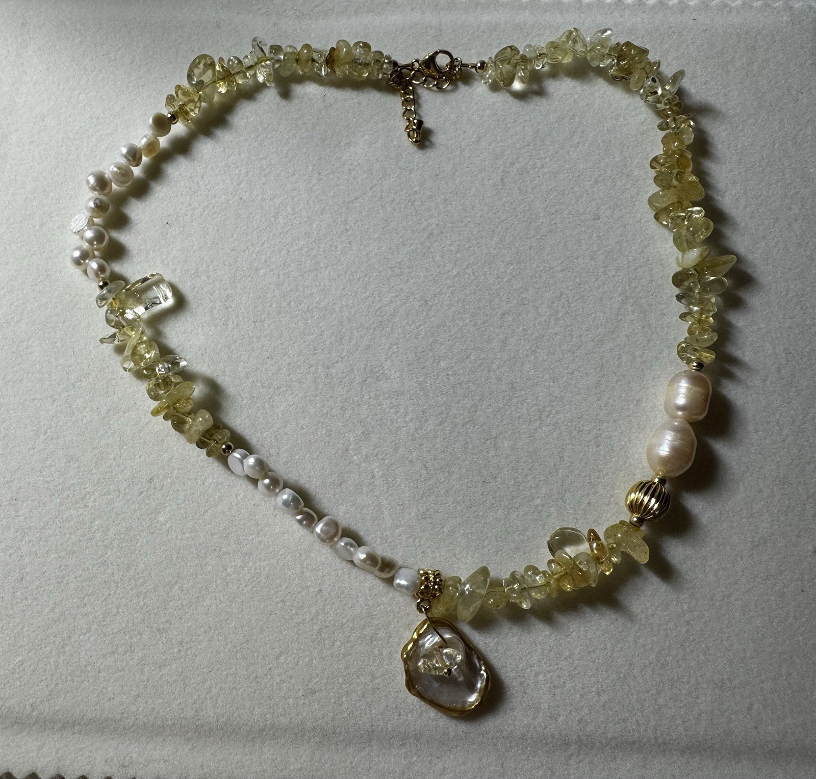 white Baroque keshi Pearl yellow crystal fashion necklace NIB free shipping
