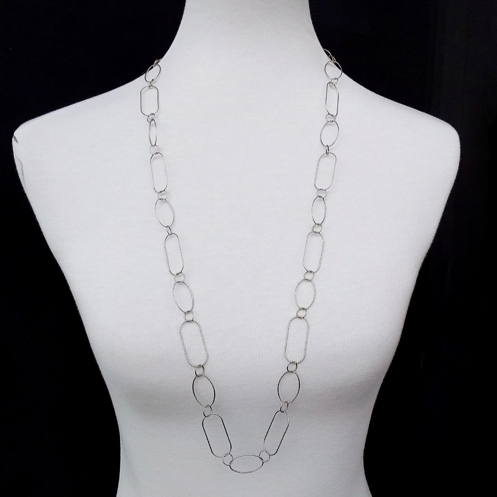 Silpada Sterling Silver Necklace Oval Links Diamond Cut 36in N2731 Retired 2013