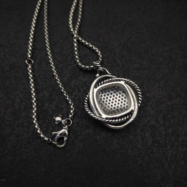 David Yurman Sterling Silver Infinity Pave Diamond 14mm Pendant Necklace