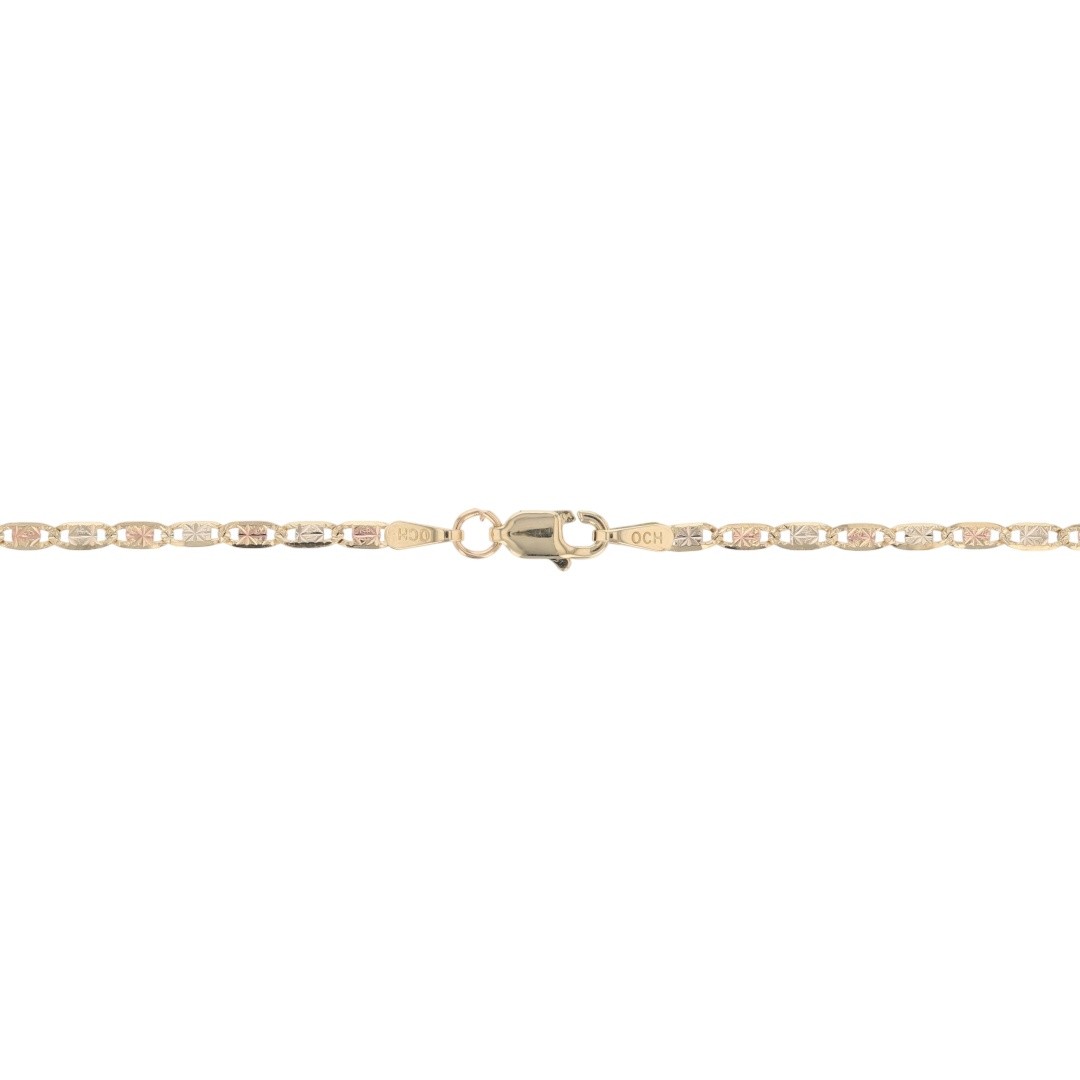 2mm Diamond-Cut Anchor Link Chain 16″ Necklace 14k Multi-Tone Gold 2.67 Grams