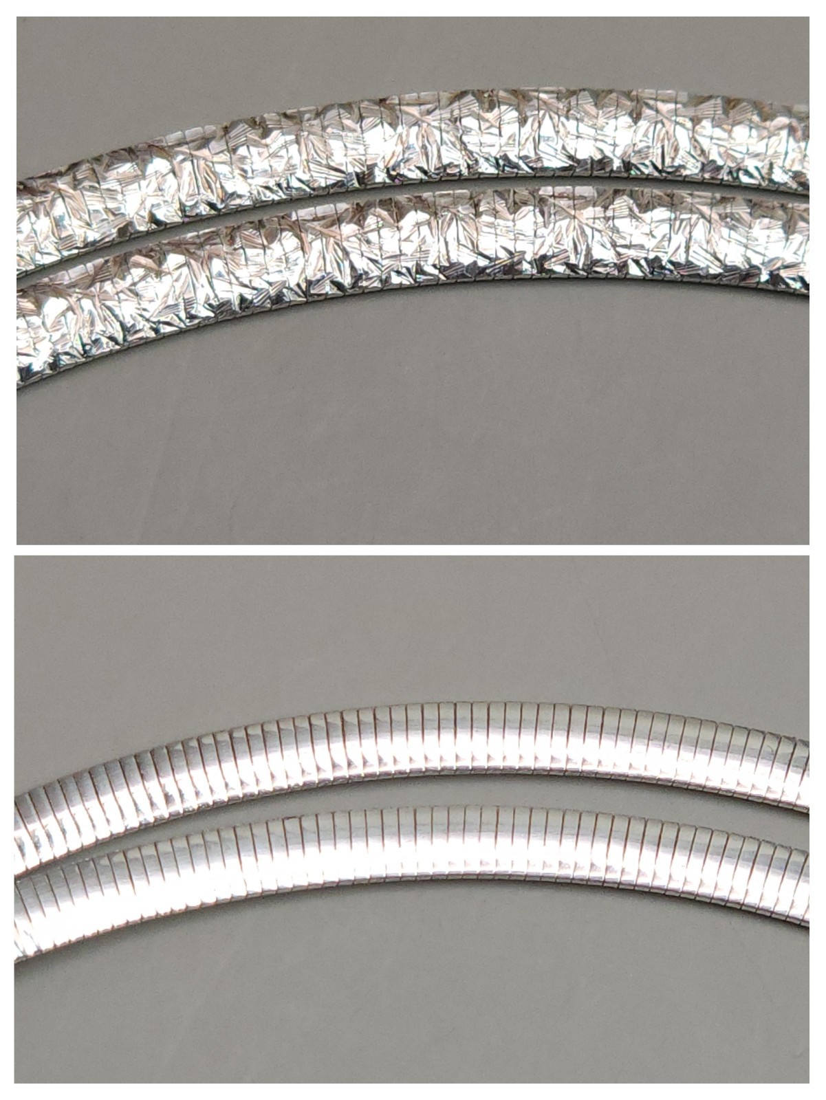 Milor Italy 950 Fine Silver Reversible Omega Choker Necklace 4mm Vintage Chain