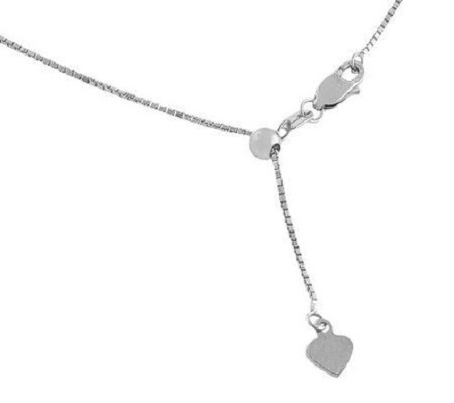 Up to 22″ Solid Adjustable Venetian Box Chain Necklace Real 10K White Gold