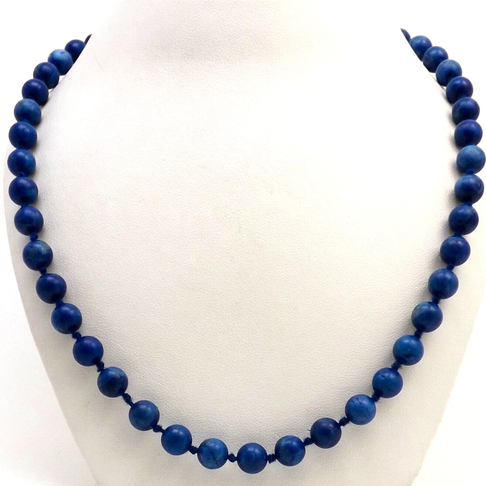 Natural Lapis Lazuli 8mm Bead Strand Slip On Endless Necklace 32in Versatile