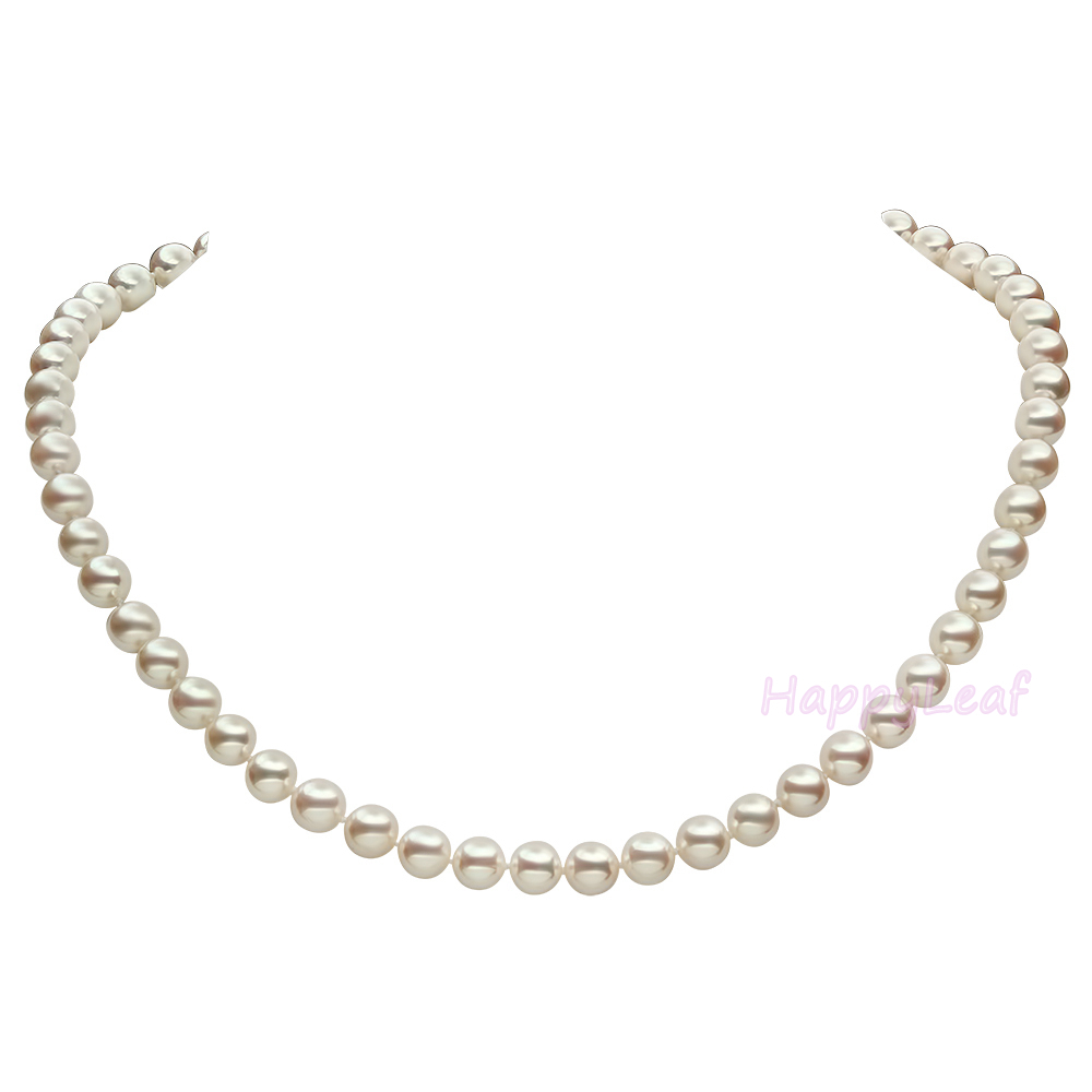 7-7.5mm Japanese Akoya Pearl white Necklace strand 14K gold 18″ June birthstone
