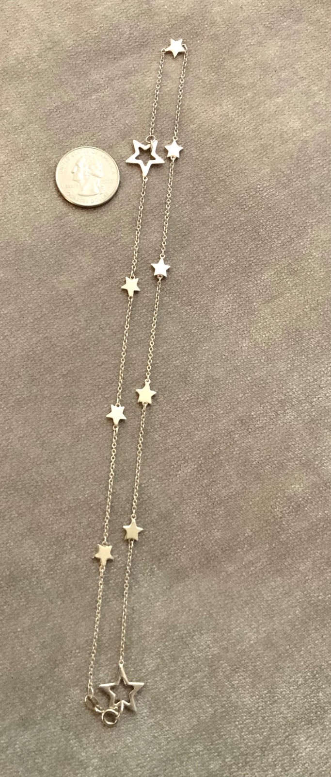 STERLING SILVER STAR NECKLACE multi stars small rolo chain -great for layering!
