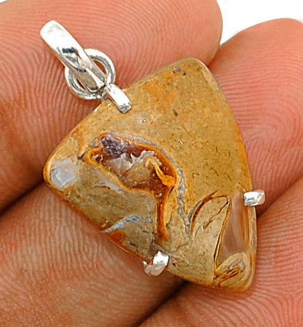 Natural Rock Calcy 925 Solid Sterling Silver Pendant Jewelry